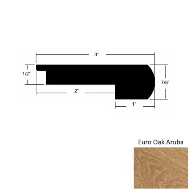 Islands Euro Oak Aruba Hardwood Moulding / Trim - 3 1/8" X 78" Round Stair Nose - Urethane