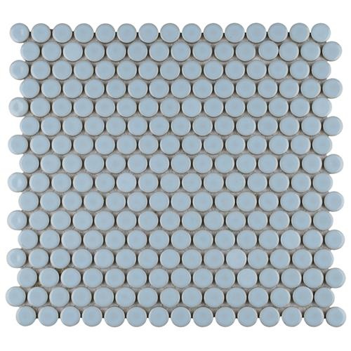 Hudson Cashmere Blue Porcelain Mosaic - Penny Round - Glossy