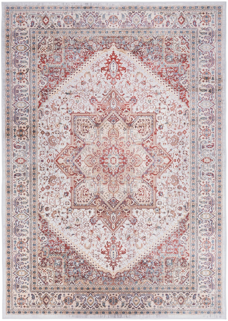 Vintage Home Vnh01 Ivory Red Polyester Bohemian Area Rug