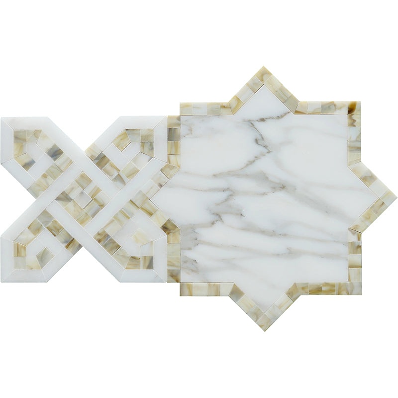 Skalini Line Zarif Calacatta Marble Mosaic - Star - Glossy
