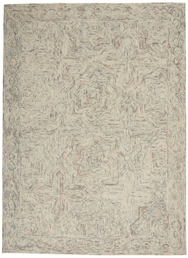Interlock Blue Ivory Itl03 Wool Bohemian Area Rug - 5 Ft X 8 Ft - Blue Ivory