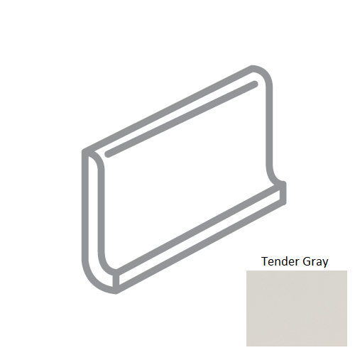 Traditions Tender Gray Ceramic Wall Trim - 6" X 6" Top Cove Right Corner
