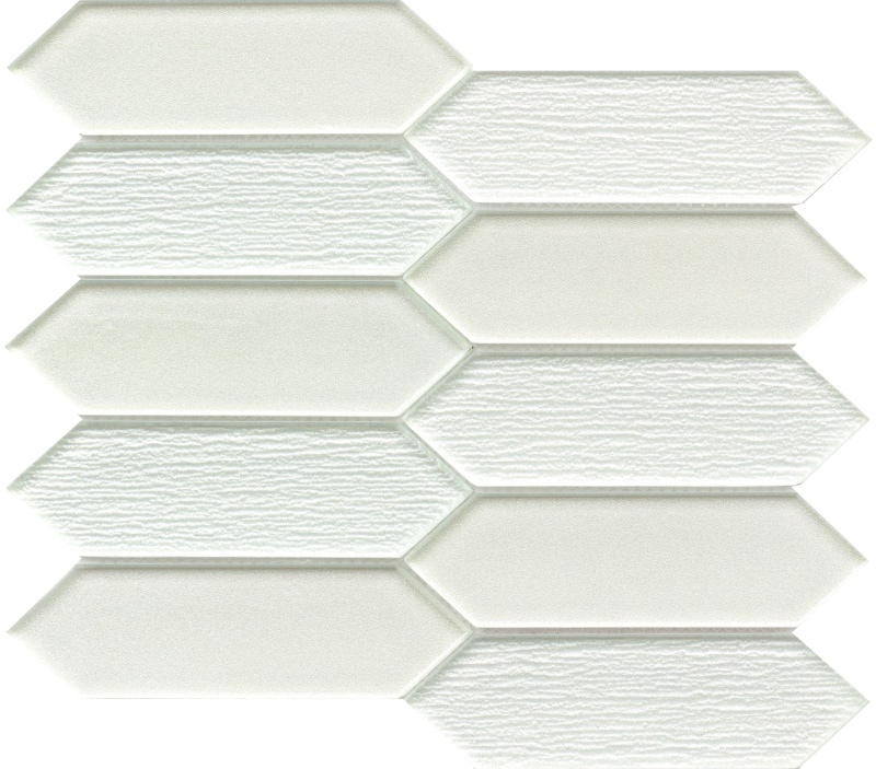 White Glass Mosaic - Picket Fence - Glossy