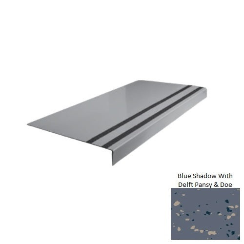 Spextones Blue Shadow With Delft Pansy & Doe Type 130 Distinct Designs Rubber - 12 1/4" X 72" Stair Tread - Smooth