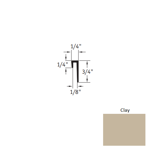 Johnsonite Clay Vinyl Moulding / Trim - 1/8" X 12 Ft (144") Square Top Cove Cap - Square Top Cove Cap