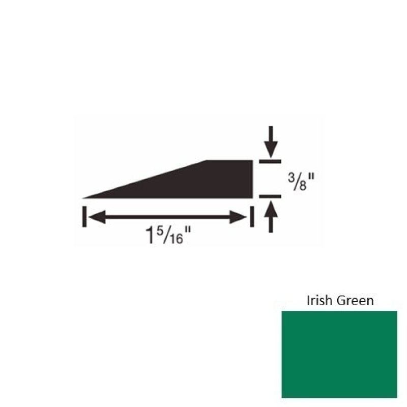 Solid 26 Irish Green Rubber Reducer Strip - 1 5/16" X 9 Ft (108") X 3/8"