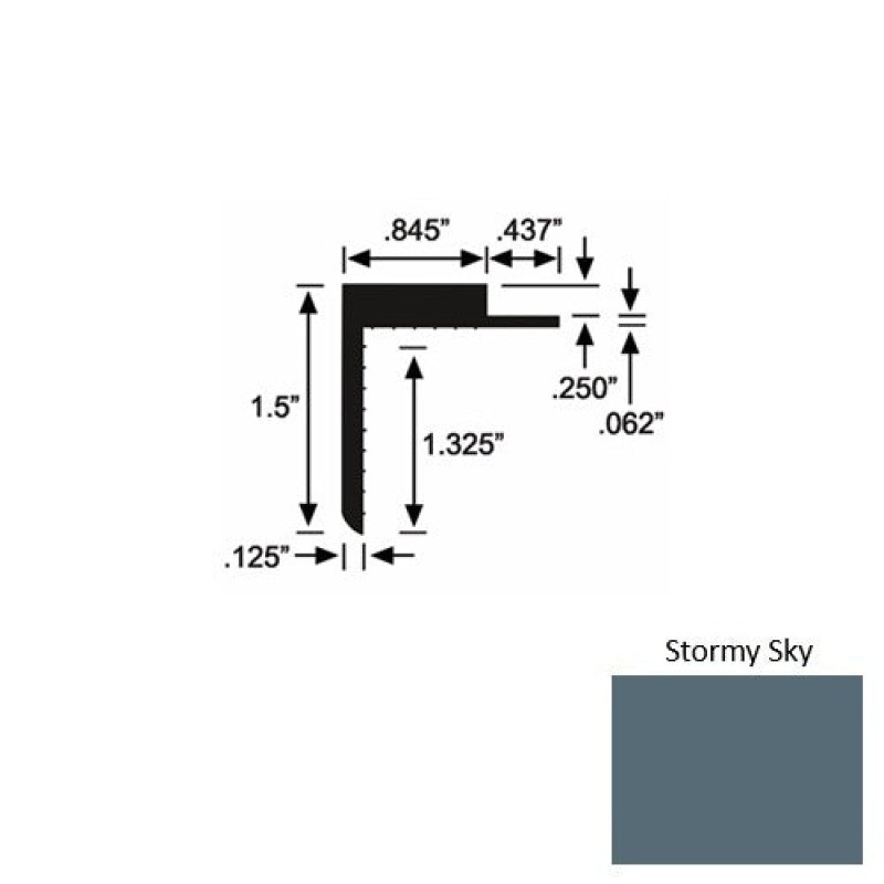 Solid 57 Stormy Sky Rubber Landing Trim - 1 1/2" X 98"