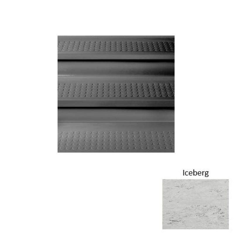 Marbleized 96 Iceberg Vantage Raised Circular Rubber (Sq) Stair Tread With Riser - Textured