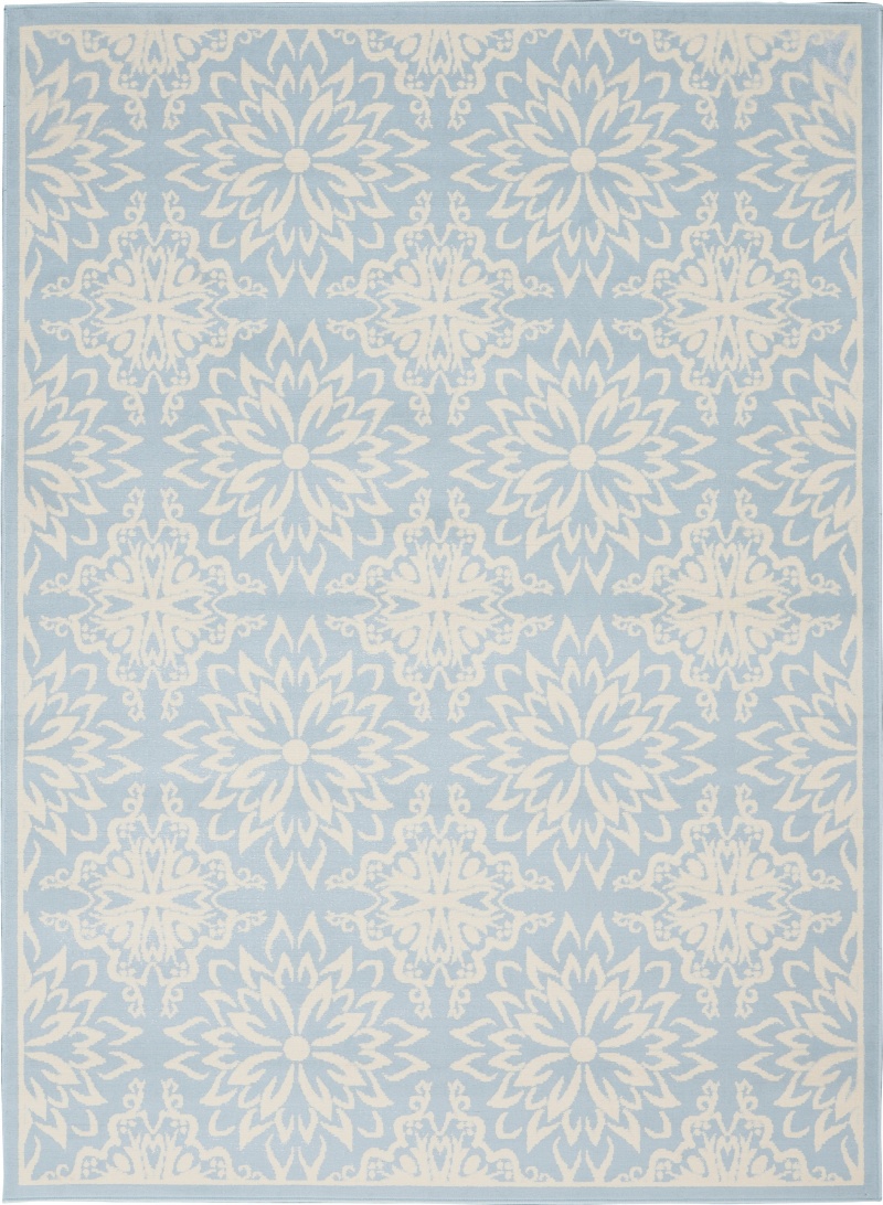 Jubilant Ivory / Light Blue Polypropylene Farmhouse Area Rug