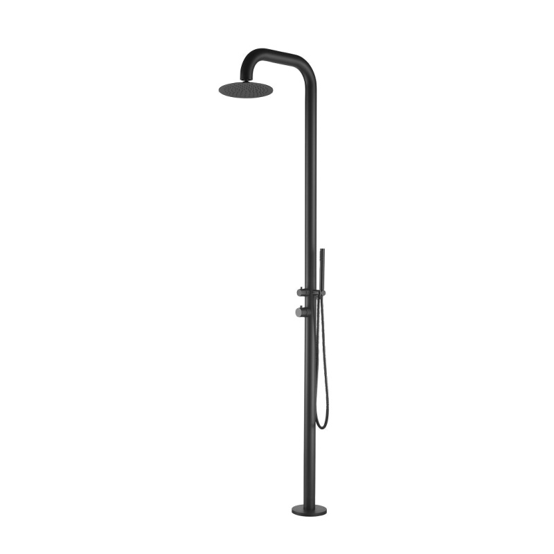 Stainless Steel Freestanding Outdoor Shower With Hand Shower - Matte Black - 7.08" X 90.55"