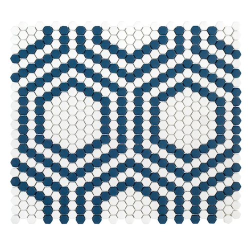 The Press 14206 Navy Glass Mosaic - Hexagon - Matte