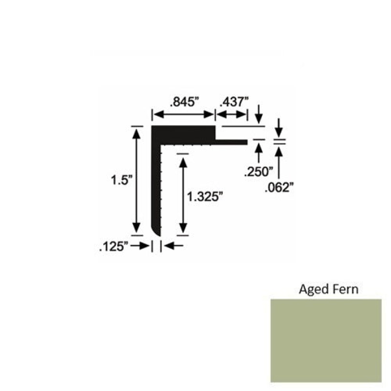 Solid 57 Aged Fern Rubber Landing Trim - 1 1/2" X 98"