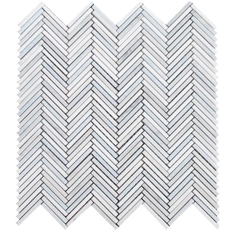 Mykonos Thassos / Bianco Carrara / Blue Celeste Marble Mosaic - Livadi - Polished