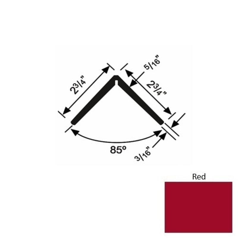 Solid Red Rubber Corner Guard 2 3/4" x 2 3/4" x 54"