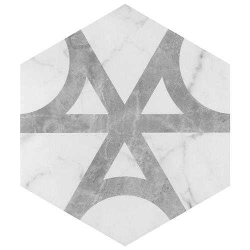 Classico Carrara Flow Porcelain Tile - Matte - 7" X 8" Hexagon