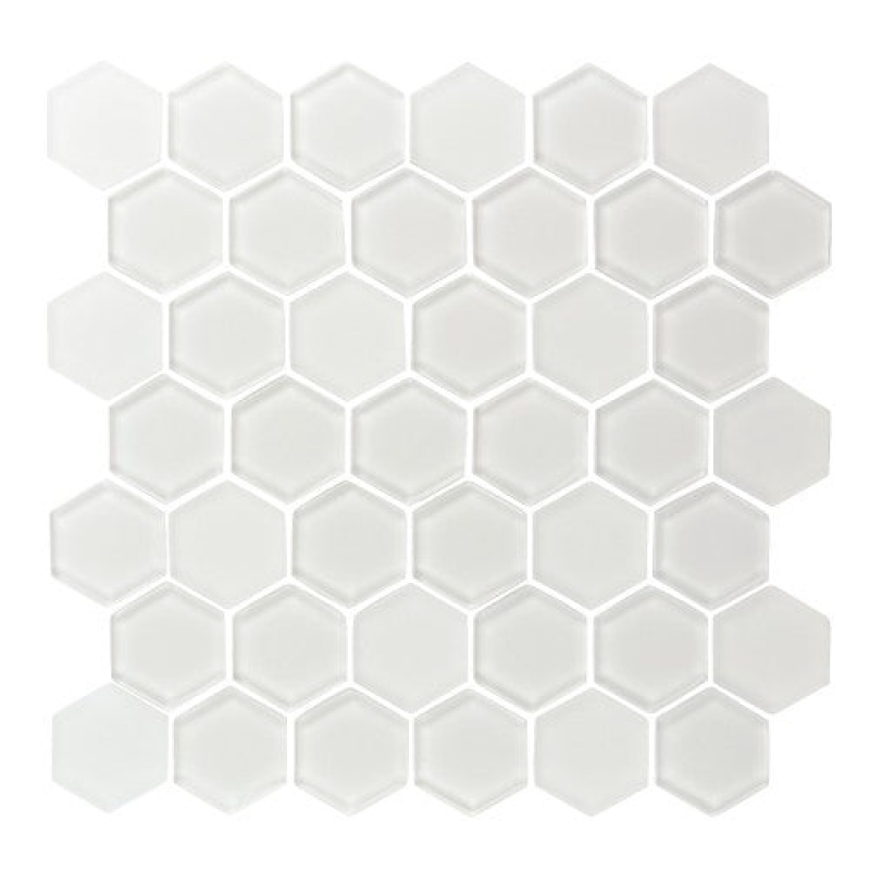 Pure Hexagon Ice White Glass Mosaic