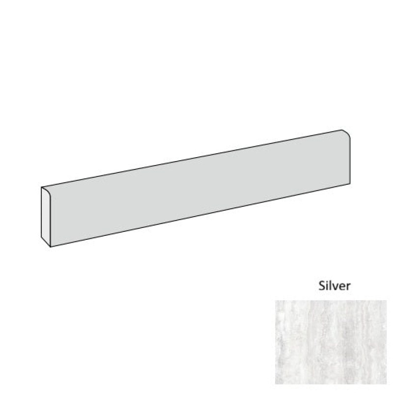 Travertine Silver Porcelain Floor Trim - 3" X 24" Bullnose - Natural