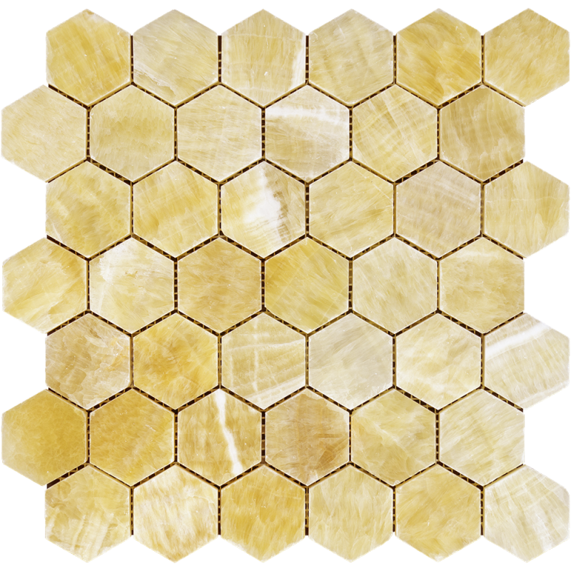 Honey Onyx Mosaic - 2" Hexagon - Polished, Per Pack: 20 Enter Quantity In Sheets