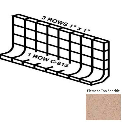 Keystones Unglazed Mosaic Element Tan Speckle Porcelain Wall Trim - 4" X 12" Built Up Base (Mb4c) - Matte