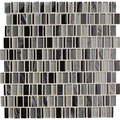 Clio Mosaics Boreas Stone & Glass Mosaic - 1" X Random Lengths - Glossy, Per Pack: 9.6 Enter Quantity In Sqft
