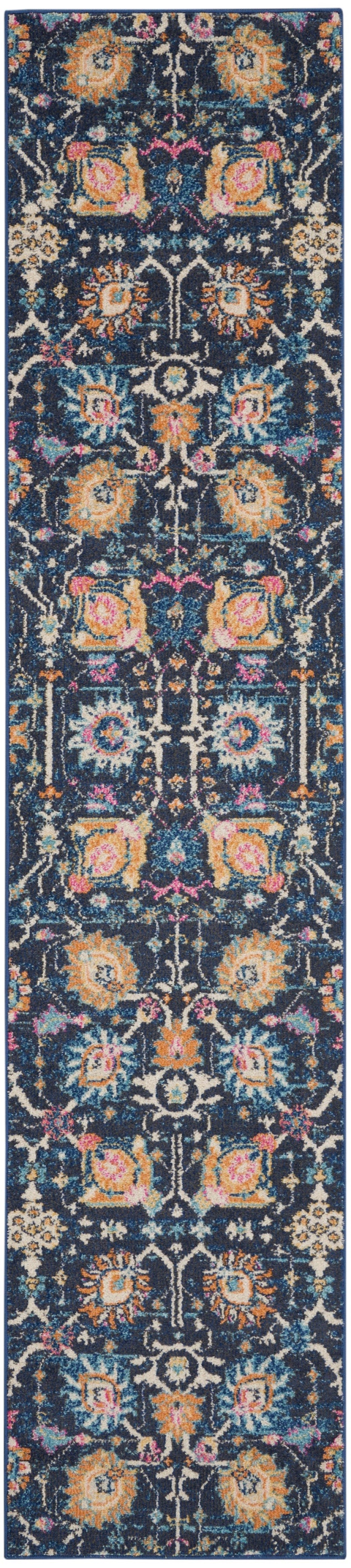 Passion Psn01 Navy Polypropylene Bohemian Area Rug - 10 Ft Runner