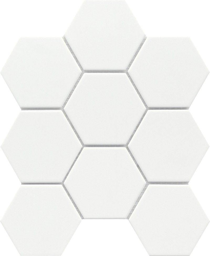 Source Pure White Solid Porcelain Mosaic - 3" Hexagon - Matte