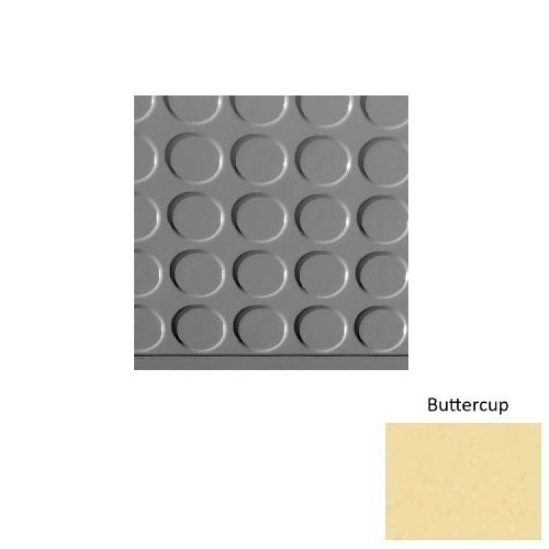 Symmetry 97 Buttercup Vantage Raised Circular Rubber (Sq) With Galley Red Abrasive Strip Stair Tread With Dupont Kevlar - Textured