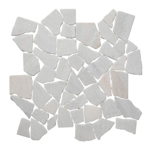 Random White Marble Marble Mosaic - Large Random - Tumbled