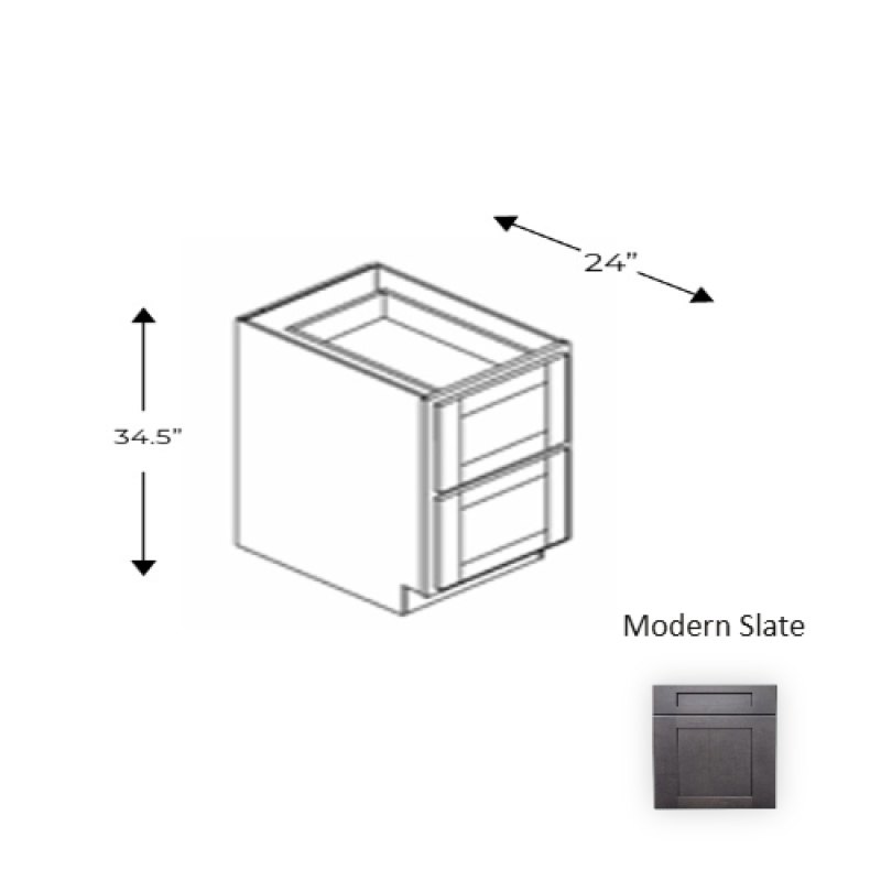 Ms.2Db30 Framed Shaker Deluxe Modern Slate Natural Clear Coat Wood Kitchen Base Cabinet - 30" X 34.5" X 24" - Natural Clear Coat