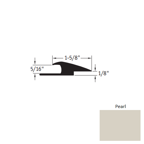 Johnsonite Pearl Vinyl Moulding / Trim - 1 5/8" X 12 Ft (144") X 5/16" - 1/16" Or 1/8" Adaptor - Adaptor