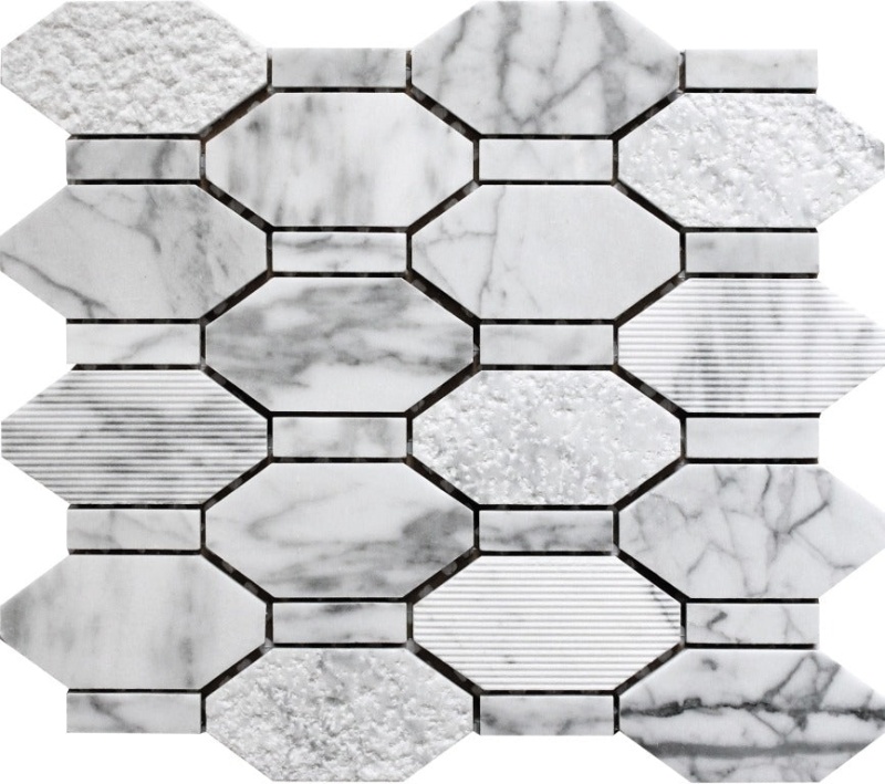 Bali Bianco Carrara Marble Mosaic - Pacific Rim - Polished & Etched
