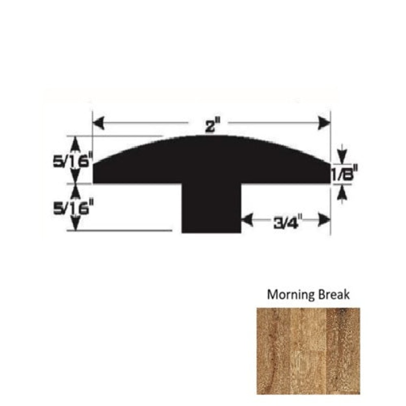 Morning Break Hardwood Moulding / Trim - 90" T Molding - Ultra Low Gloss Urethane