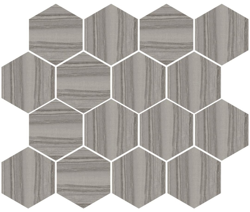 Silver Dark Porcelain Mosaic - 12" X 14" Hexagon - Matte