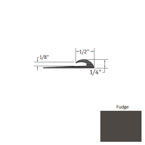 Johnsonite Fudge Vinyl Moulding / Trim - 1/2" X 12 Ft (144") X 1/8" Slim Line Transition - Slim Line Transition
