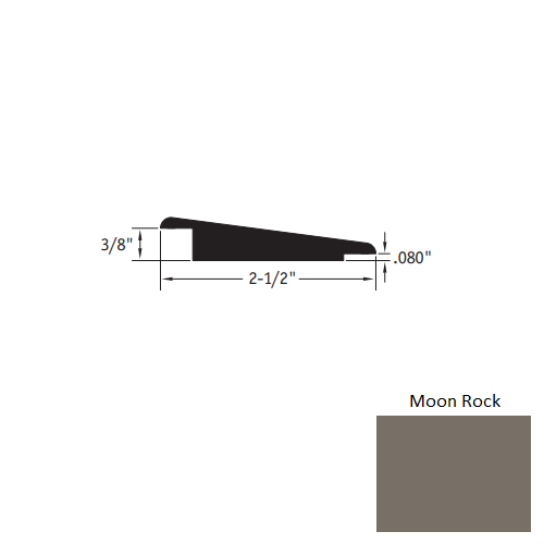 Johnsonite Moon Rock Vinyl Moulding / Trim - 2 1/2" X 12 Ft (144") X 3/8" - .080" Wheeled Traffic Transition - Wheeled Traffic Transition