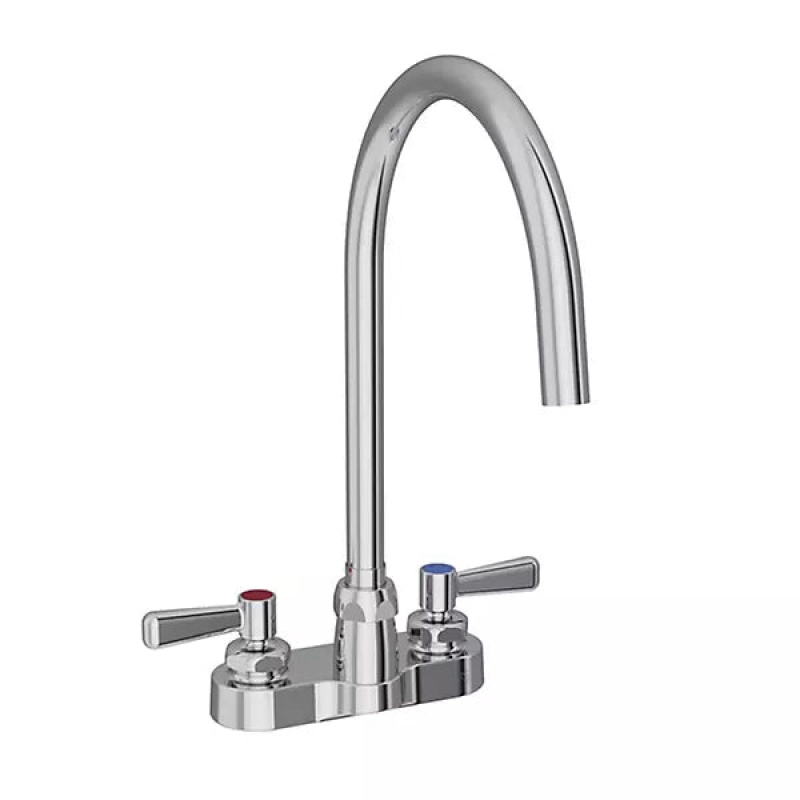 Lk406lgn08l2 Chrome Deck Mount Kitchen Faucet - Double Handle / Two Holes - Chrome