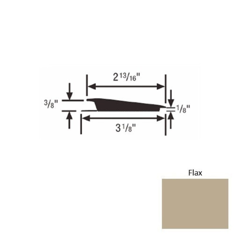 Solid 67 Flax Rubber Rolling Traffic Transition - 3 1/8" X 9 Ft (108") X 3/8" - 1/8"