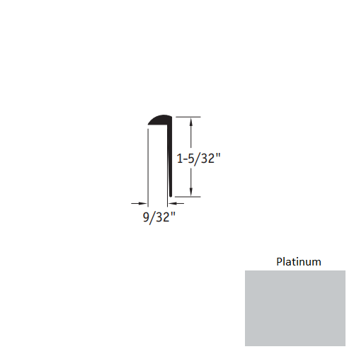 Johnsonite Platinum Vinyl Moulding / Trim - 9/32" X 12 Ft (144") Square Cap Cove Cap - Square Cap Cove Cap