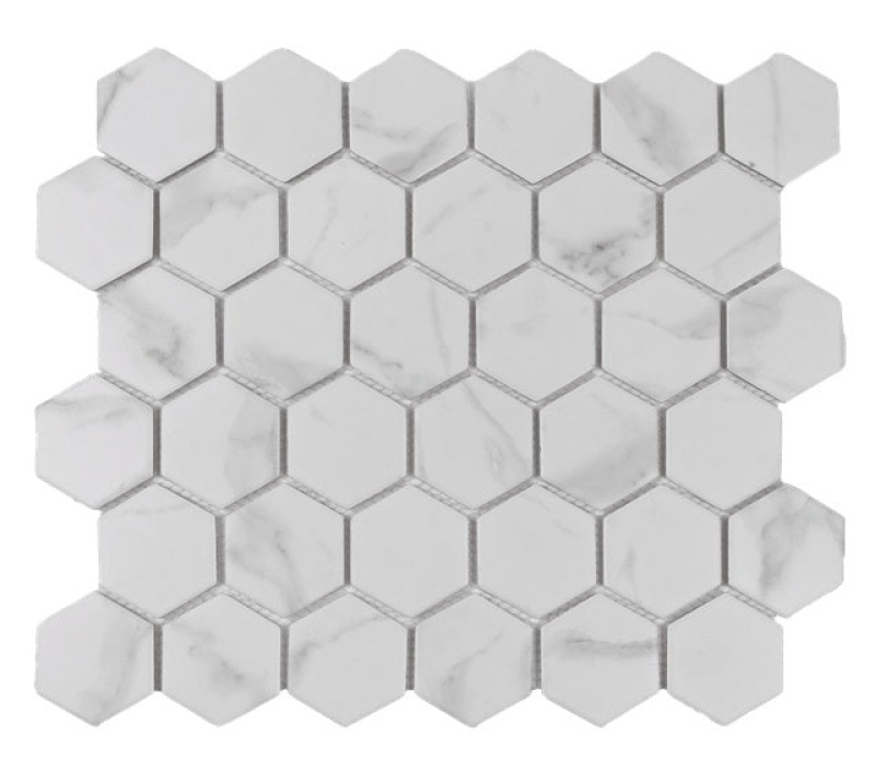 Gallery Marble Satin Porcelain Mosaic - 2" Hexagon - Matte