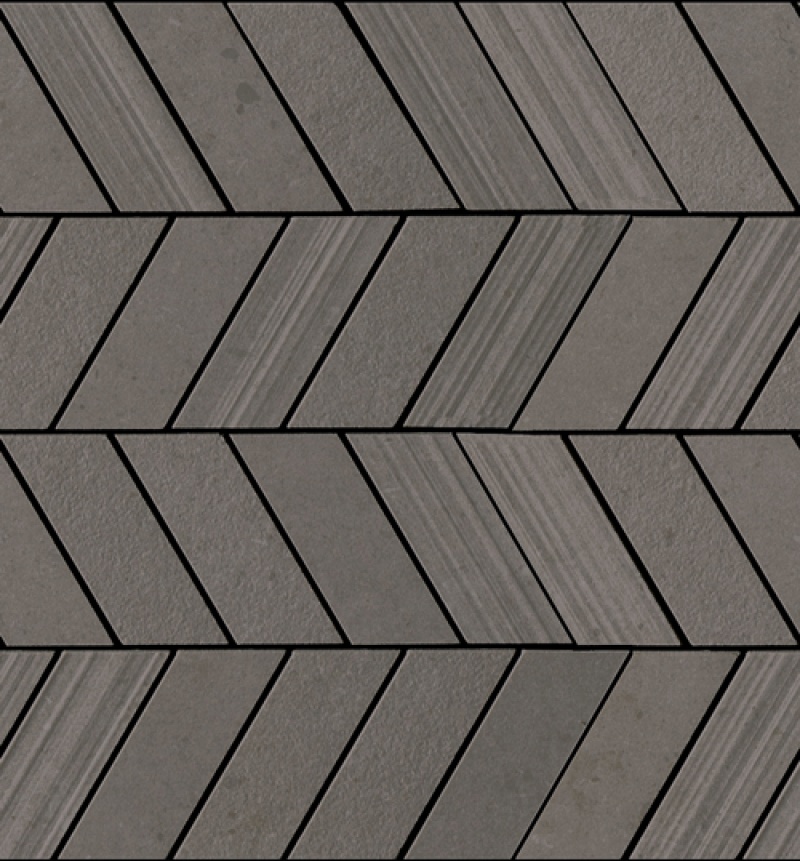 Silver Grain Dark Porcelain Mosaic - Chevron - Matte