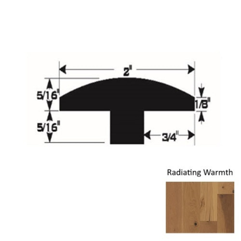 Timberbrushed Silver Radiating Warmth Hardwood Moulding / Trim - 2" X 90" T Molding - Urethane & Aluminum Oxide