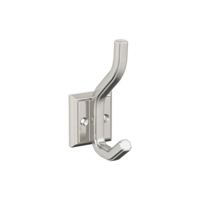 Aliso Zinc Double Prong Decorative Hook - Satin Nickel - 4 1/2" (114 Mm) Length