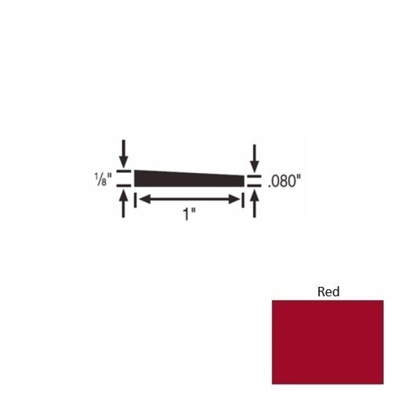 Solid 59 Red Rubber Reducer Strip - 1" X 9 Ft (108") X 1/8"