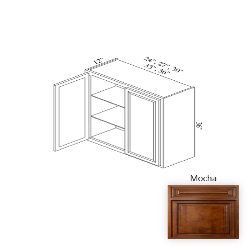 W3036 Mocha Wood Kitchen Wall Cabinet