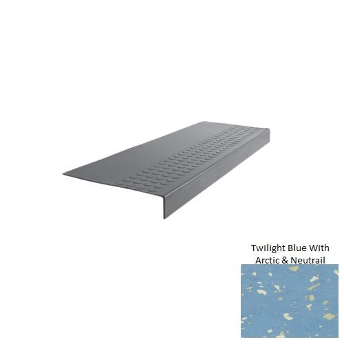 Spextones Twilight Blue With Arctic & Neutrail Type 500 Distinct Designs Rubber - 12" X 72" Stair Tread - Rbt Radial High Profile Design