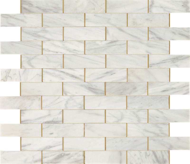 Lavaliere Alluring White With Brass Mixed Mosaic - Melded - Honed