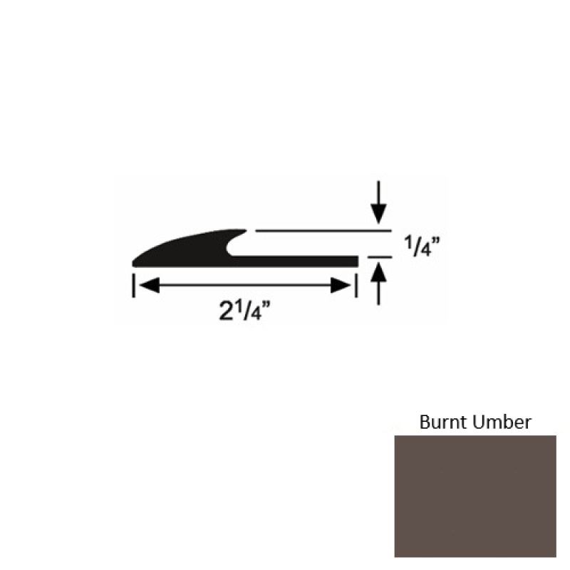 Solid 38 Burnt Umber Rubber Glue Down Carpet Edge - 2 1/4" X 9 Ft (108") X 1/4"