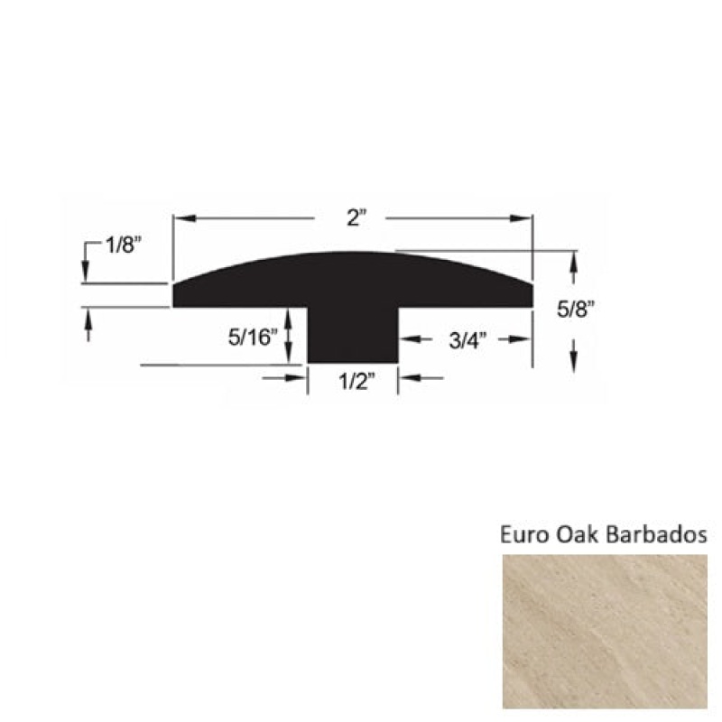 Islands Euro Oak Barbados Hardwood Moulding / Trim - 2" X 78" T Molding - Urethane