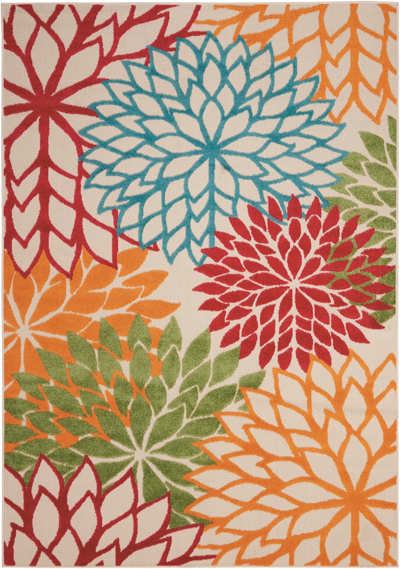 Aloha Alh05 Green Polypropylene Tropical Area Rug