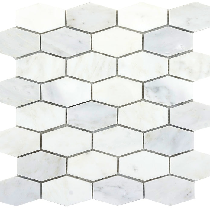 Winter Frost Marble Mosaic - Elongated Hexagon - Polished